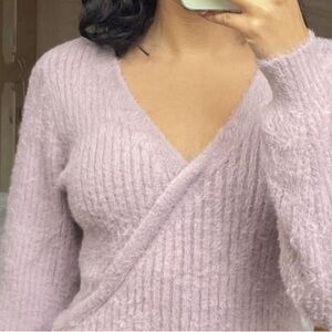 Hollister faux wrap balloon sleeve sweater